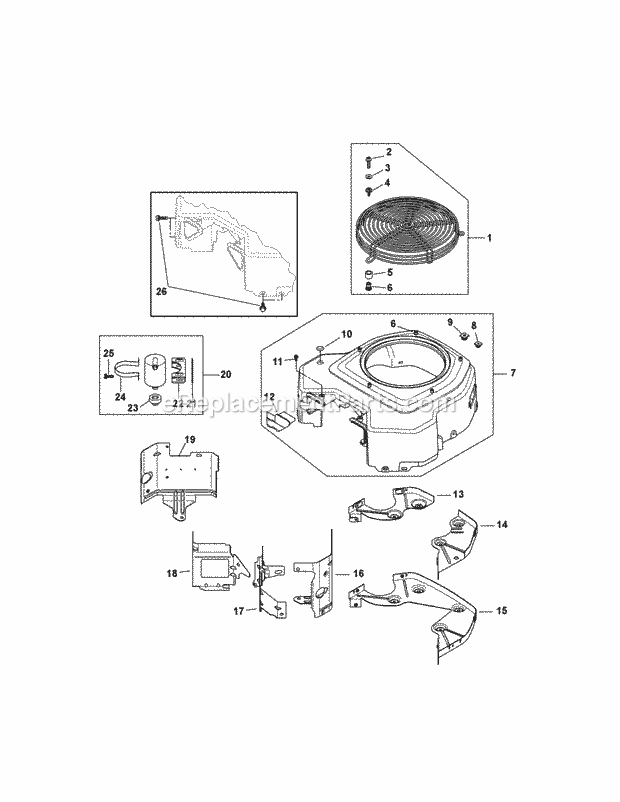 Kohler Cv740-3125 Blower Housing & Baffles Diagram and Parts List for M54-KH (53BH8CT4050) (2011 & After) Cub Cadet Sprayer